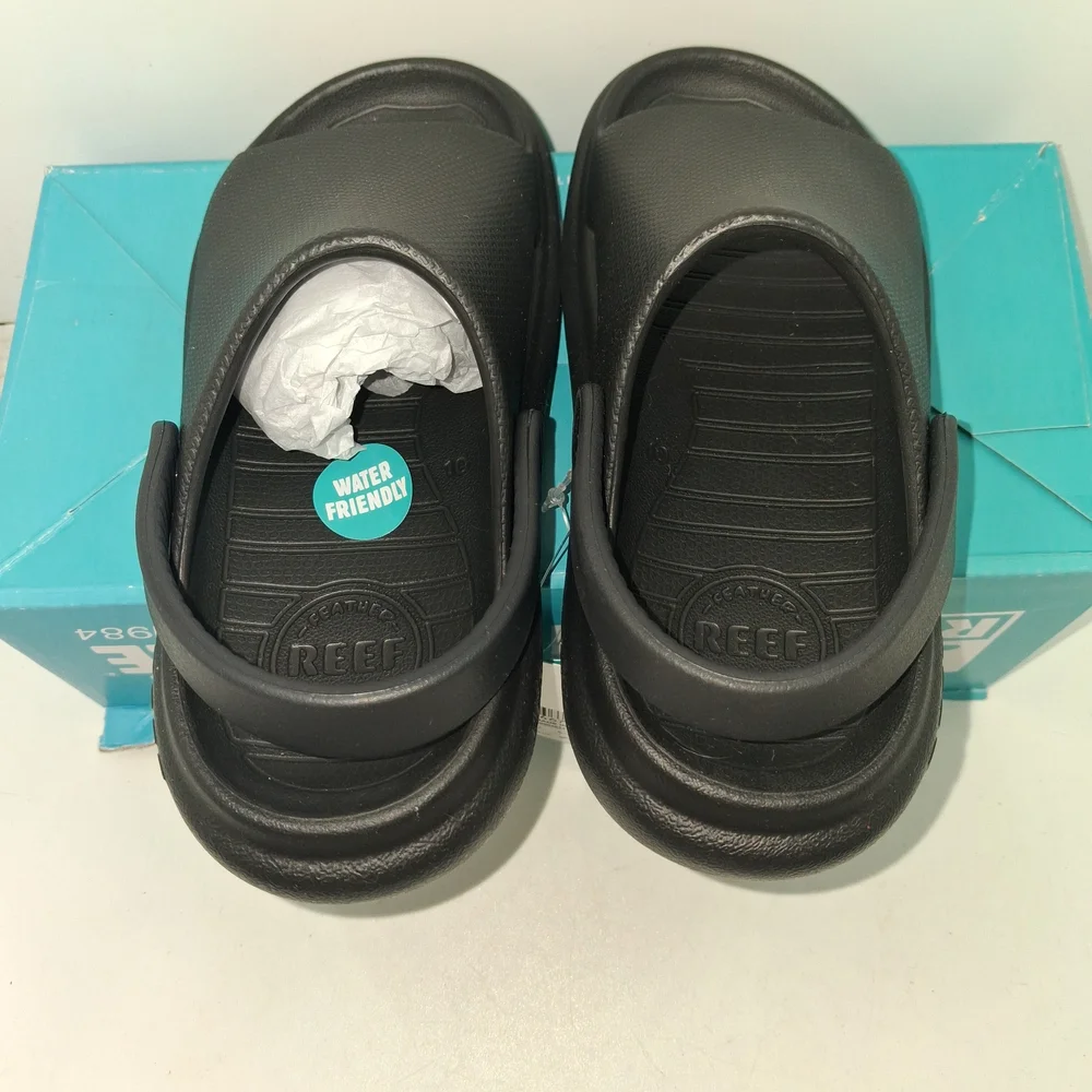 Reef Black Slip-On Comfort Slides with Heel Strap